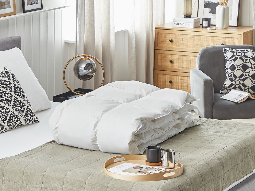 Piumino in cotone Japara bianco misura singola 135 x 200 cm imbottitura in piumino d'anatra trapuntato biancheria da letto camera da letto