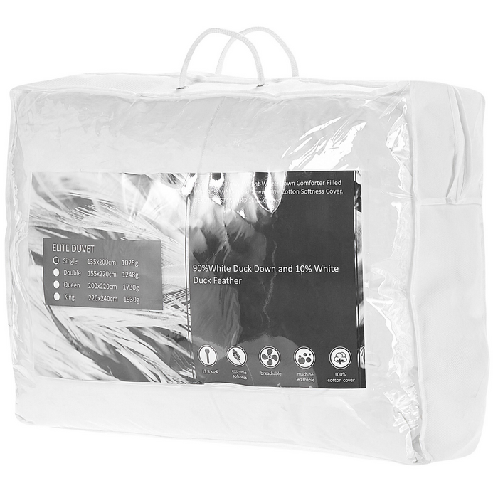 Piumino in cotone Japara bianco misura singola 135 x 200 cm imbottitura in piumino d'anatra trapuntato biancheria da letto camera da letto