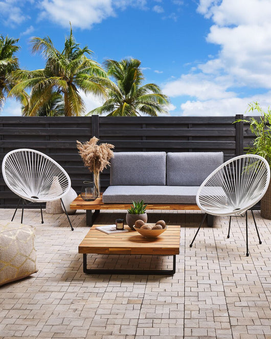 Set di 2 Sedie da Giardino Bianche Rattan Sintetico Resistente e Duraturo