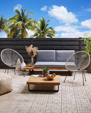 Set di 2 Sedie da Giardino Grigio Chiaro Rattan Sintetico Resistente