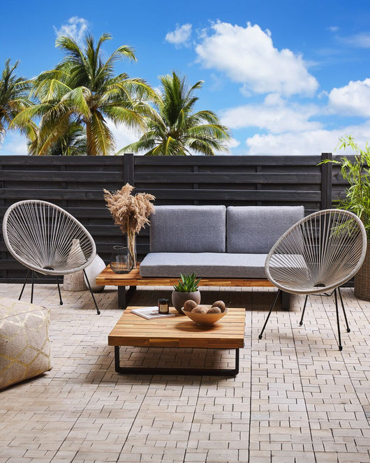 Set di 2 Sedie da Giardino Grigio Chiaro Rattan Sintetico Resistente