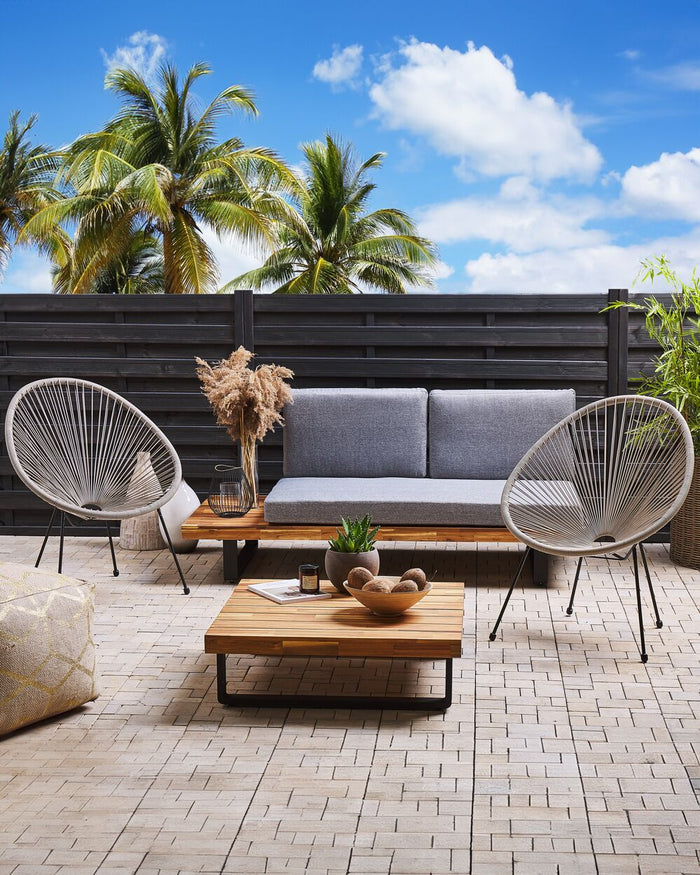 Set di 2 Sedie da Giardino Grigio Chiaro Rattan Sintetico Resistente