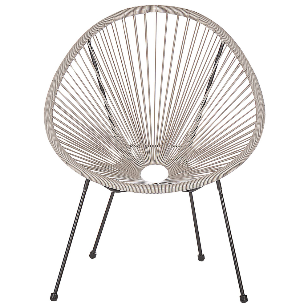 Set di 2 Sedie da Giardino Grigio Chiaro Rattan Sintetico Resistente