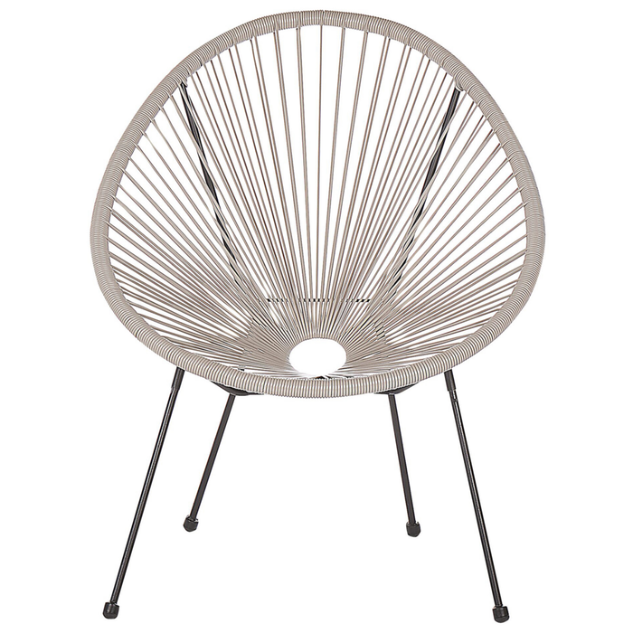 Set di 2 Sedie da Giardino Grigio Chiaro Rattan Sintetico Resistente