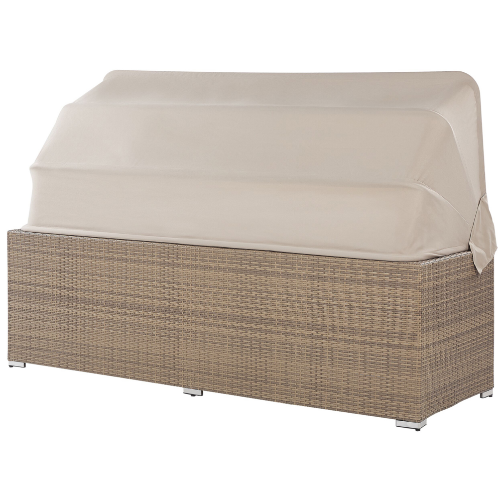 Lounge Set da Giardino con Copertura a 5 Posti in Rattan Beige
