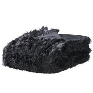 Copriletto Morbido in Pelliccia Sintetica 200 x 220 cm Nero plaid coperta