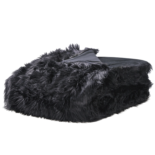 Copriletto Morbido in Pelliccia Sintetica 200 x 220 cm Nero plaid coperta