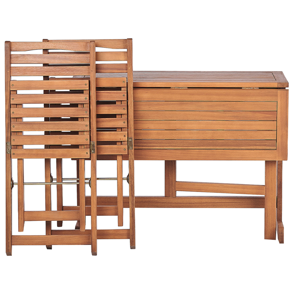 Bistrot rustico da giardino in legno di acacia 2 sedie pieghevoli Tavolo allungabile