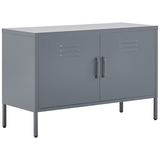 Credenza a 2 ante in acciaio grigio Home Office Mobili Ripiani Tappi per gambe Design industriale