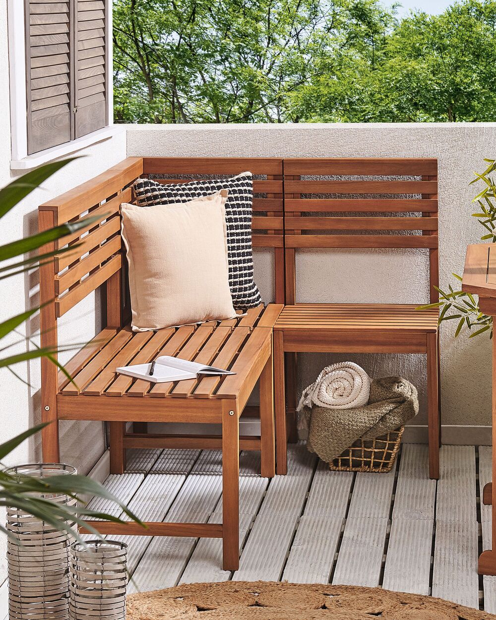 Mobili da balcone modulari 1 posto Legno di Acacia Sedia stile moderno contemporaneo