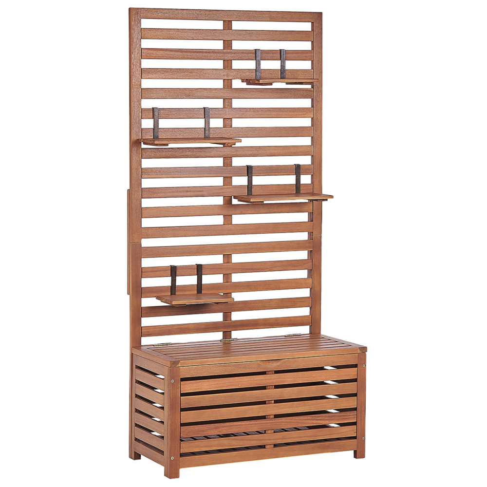 Panca da giardino con mensole e pannello in legno di acacia 80 cm