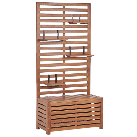 Panca da giardino con mensole e pannello in legno di acacia 80 cm