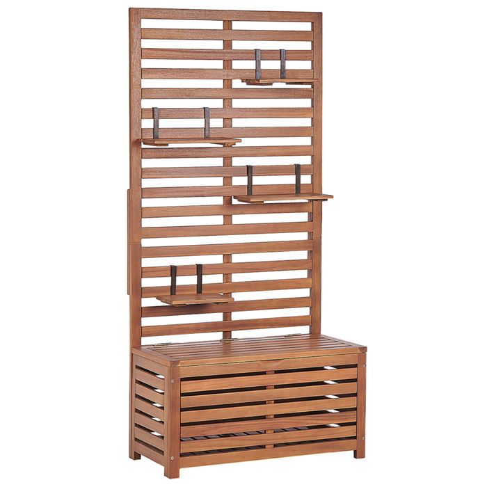 Panca da giardino con mensole e pannello in legno di acacia 80 cm