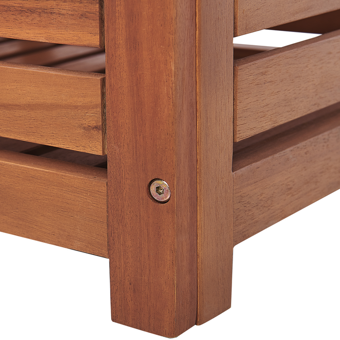 Panca da giardino con mensole e pannello in legno di acacia 80 cm