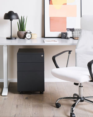 Classificatore in Metallo nero 3 Cassetti e Ruote Chiudibile a Chiave