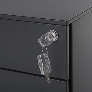 Classificatore in Metallo nero 3 Cassetti e Ruote Chiudibile a Chiave