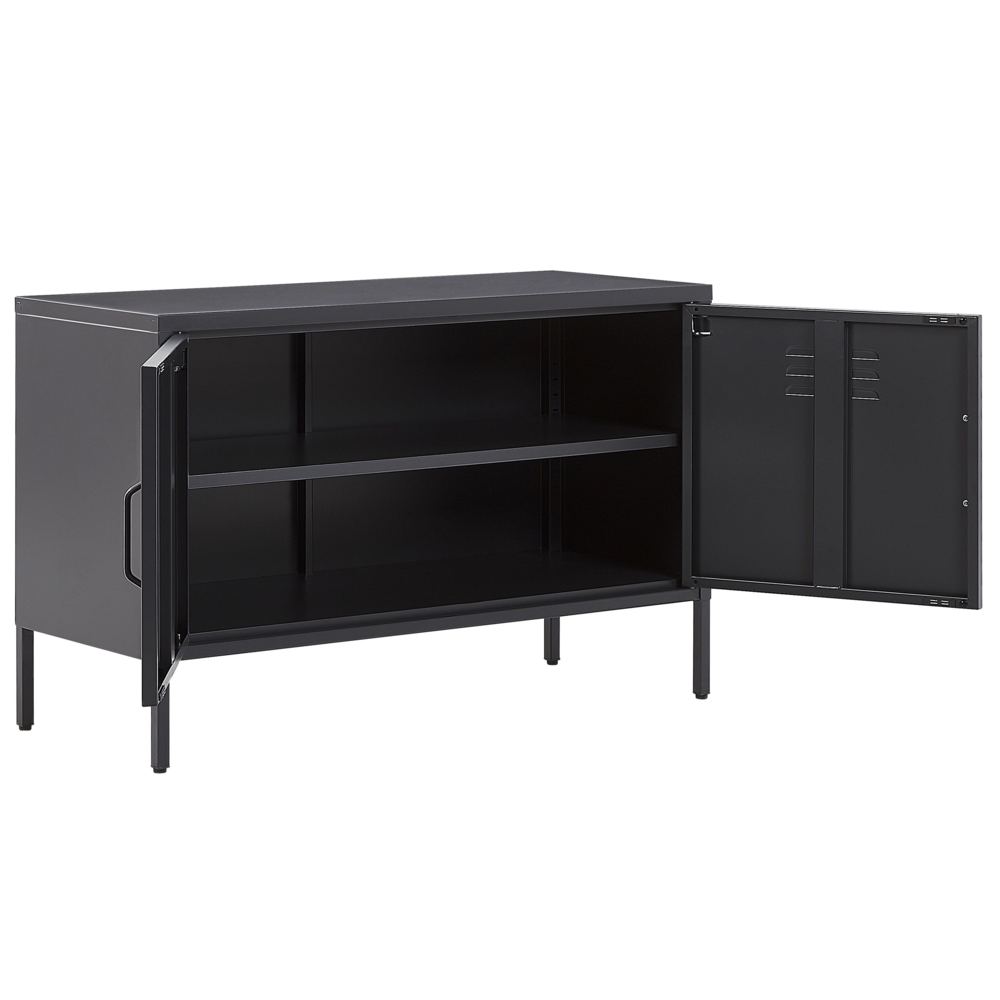 Credenza a 2 ante in acciaio Nero Mobili per ufficio a casa Ripiani per gambe Design industriale