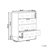 Armadio a 4 cassetti in metallo rosso in acciaio stile industriale per il soggiorno dell'home office