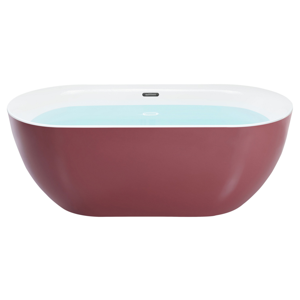 Vasca da Bagno Freestanding Acrilico Sanitario Rosso Bordeaux 170 x 79 cm