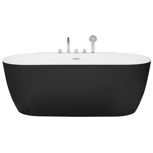 Vasca da Bagno Freestanding in Acrilico Ovale con Rubinetteria 170 cm Nero