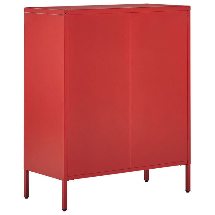 Armadio a 4 cassetti in metallo rosso in acciaio stile industriale per il soggiorno dell'home office
