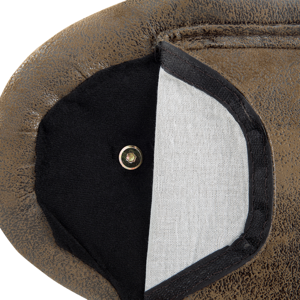 Chaise longue marrone versione destra in finta pelle scamosciata abbottonata