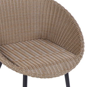 Set da bistrot da balcone con cuscini in vimini PE beige, tavolino e 2 sedie dal design moderno per esterni