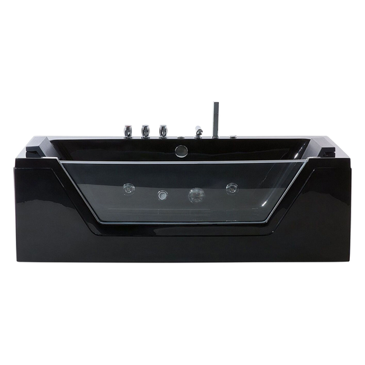 Massaggio Punti Bagno Nero Argento con LED Sanitario Acrilico e Vetro Singolo 150 x 71 cm