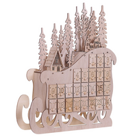 Decorazione natalizia Luce marrone LED Calendario dell'Avvento a forma di slitta Decorazione scandinava
