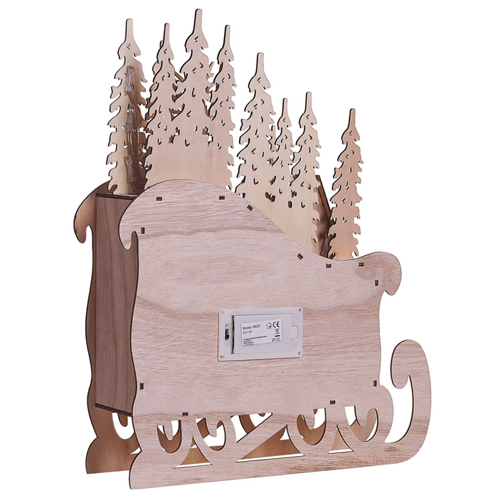 Decorazione natalizia Luce marrone LED Calendario dell'Avvento a forma di slitta Decorazione scandinava