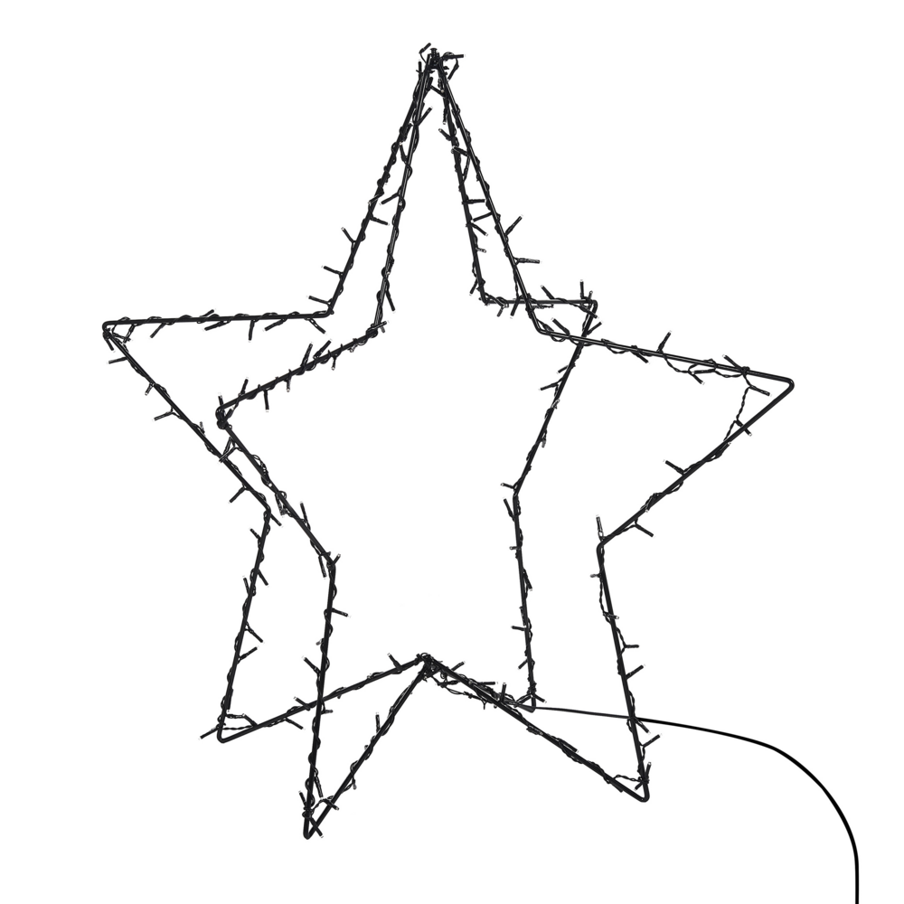 Set di 2 Alberi di Natale Decorativi con Luci a LED in Metallo Nero