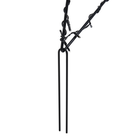 Set di 2 Alberi di Natale Decorativi con Luci a LED in Metallo Nero