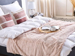 Coperta Bianco Poliestere Tessuto 200 x 220 cm Soggiorno Lancio Soffice Decorazione Design Moderno