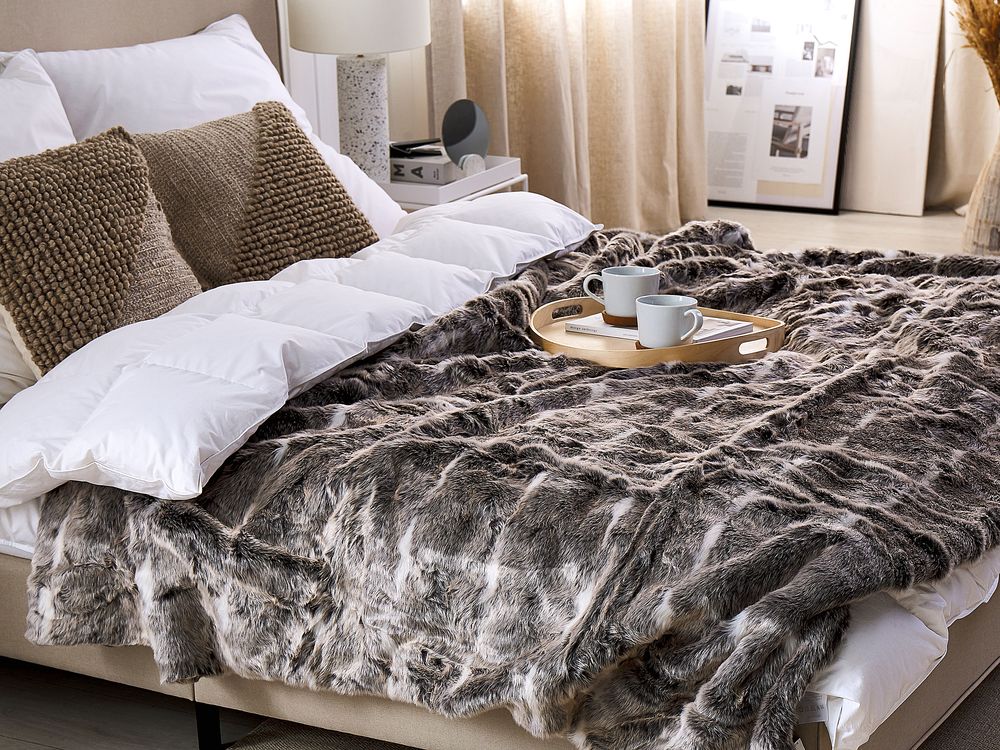 Coperta di Plaid Decorativa da Soggiorno 180 x 220 cm Bianca