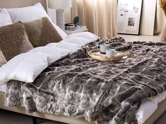 Coperta di Plaid Decorativa da Soggiorno 180 x 220 cm Bianca