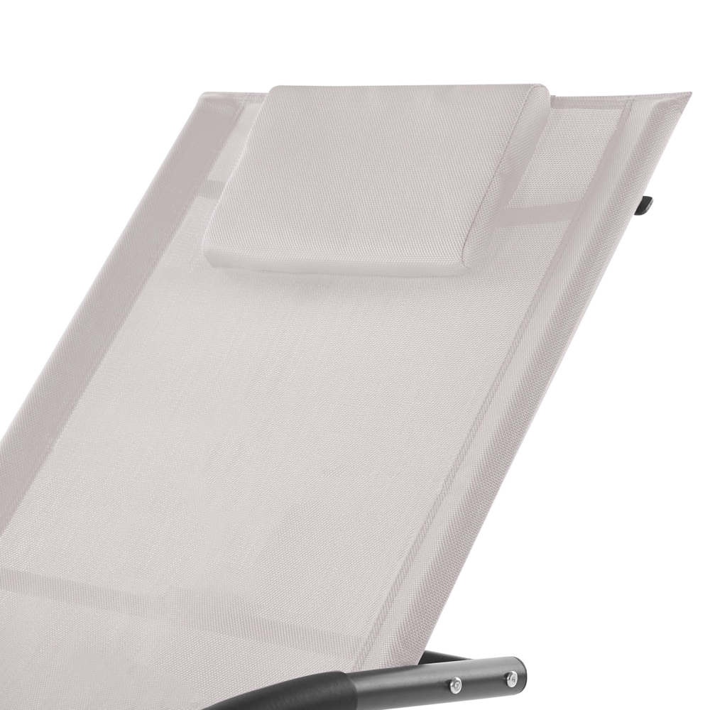 Moderno Sdraio a Dondolo da Giardino in Acciaio Grigio Chiaro con Cuscino