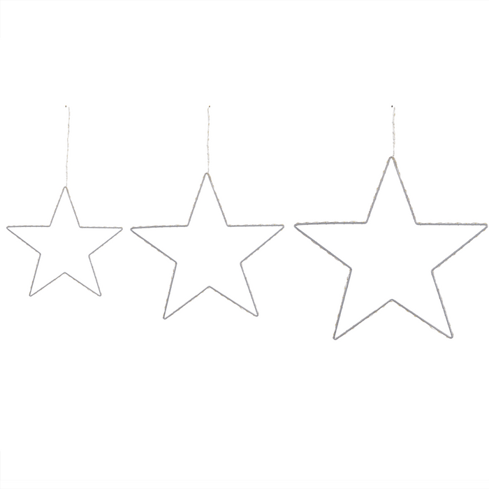 Set di 3 Stelle Natalizie Decorazione per Interno ed Esterno con Luci a LED Stella Bianca in Metallo