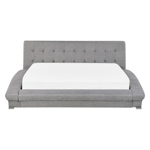 Letto in tessuto grigio 160 x 200 cm telaio ad arco con base a doghe testiera capitonné