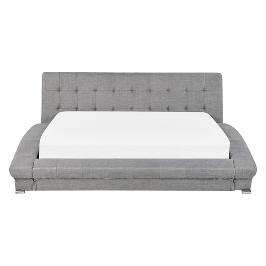 Letto in tessuto grigio 160 x 200 cm telaio ad arco con base a doghe testiera capitonné