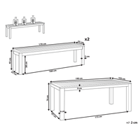 Set da Pranzo da Giardino con Tavolo e 2 Panche per 6 Persone in Legno di Eucalipto Naturale