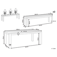 Set da Pranzo da Giardino a 6 Posti con Tavolo e 2 Panche in Legno di Eucalipto Naturale