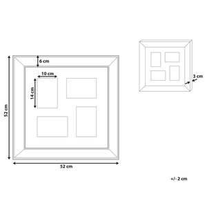Cornice Multifoto Argento Vetro Plastica 69 x 69 cm Specchio per 10 Immagini 14x9 cm 12x17 cm 12x12 cm Collage Apertura