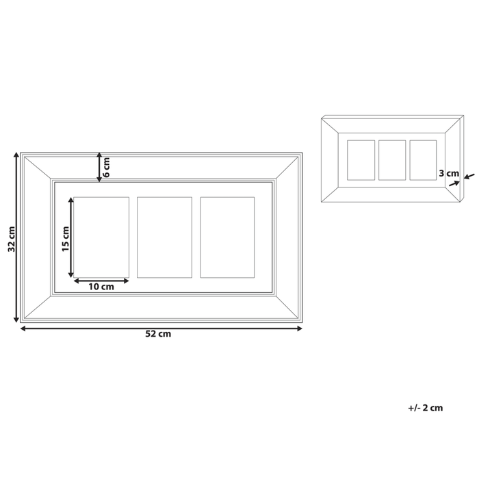 Cornice Multifoto Argento Vetro Plastica 49 x 44 cm Specchiata per 5 Foto 14x9 cm Collage Apertura