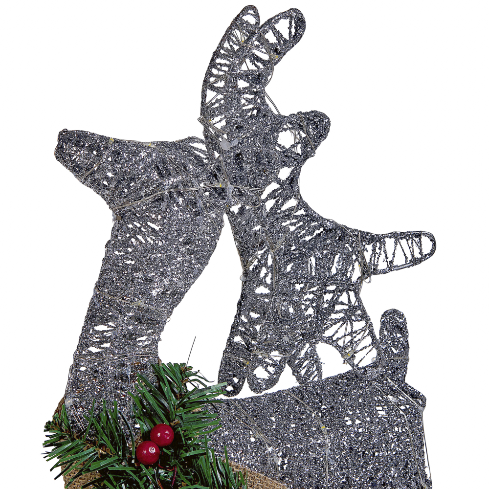 Decorazione da Giardino Natalizia Albero di Natale 60 cm con Luci LED Argento