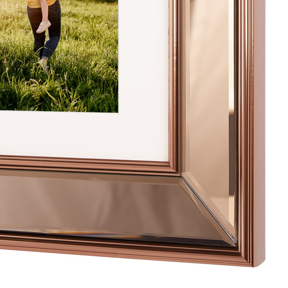 Cornice Multifoto Argento Vetro Plastica 49 x 44 cm Specchiata per 5 Foto 14x9 cm Collage Apertura