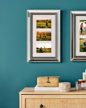 Cornice Portafoto Multipla Vetro Ramato Plastica 51 x 32 cm 3 Immagini Collage Foto