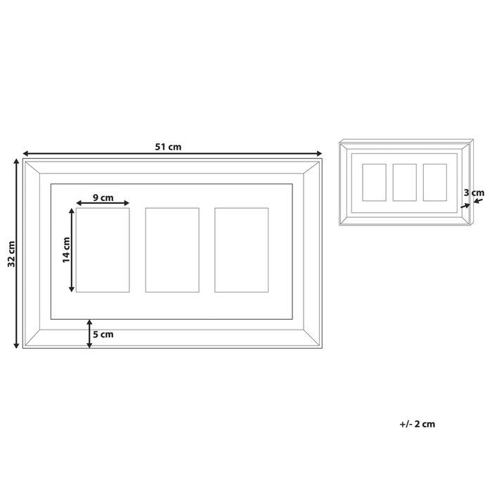 Cornice Portafoto Multipla Vetro Ramato Plastica 51 x 32 cm 3 Immagini Collage Foto