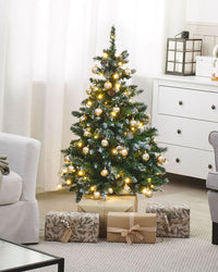 Albero di Natale Artificiale PreIlluminato Verde Innevato Base Nera 120 cm