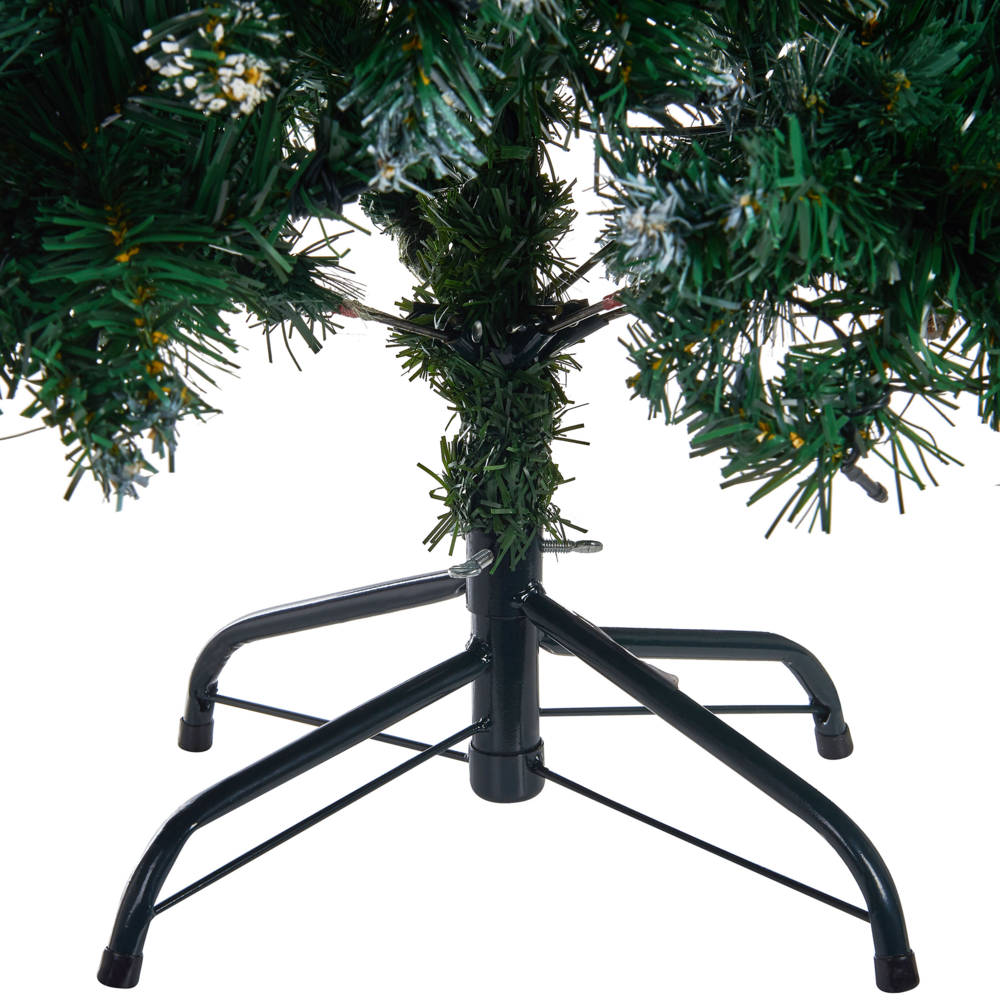 Albero di Natale Artificiale PreIlluminato Verde Innevato Base Nera 120 cm