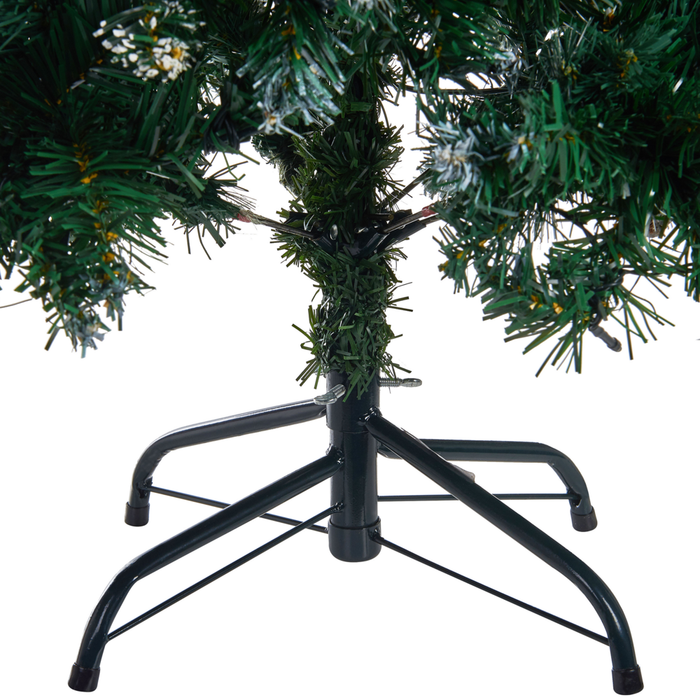 Albero di Natale Artificiale PreIlluminato Verde Innevato Base Nera 120 cm